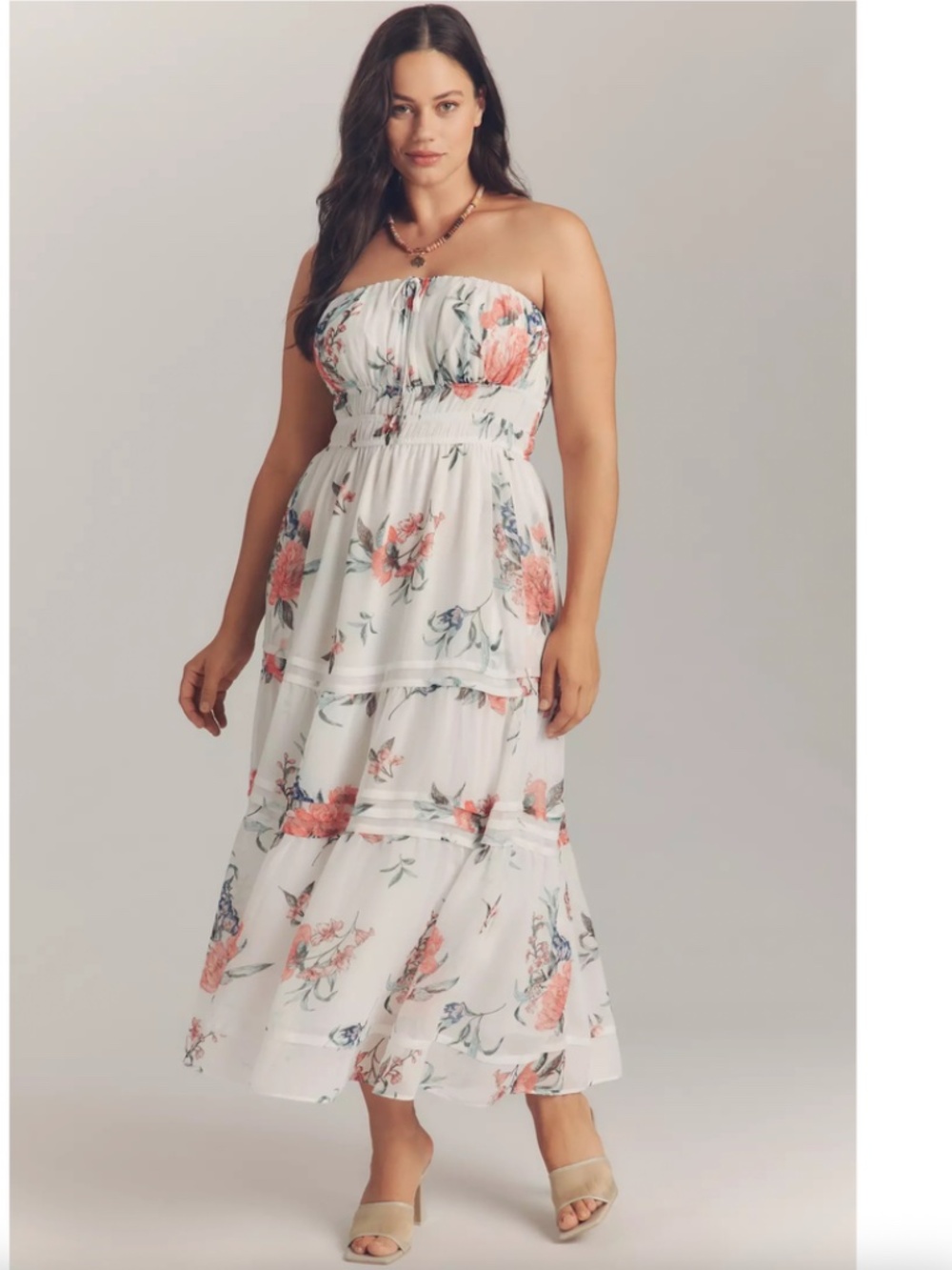 $178 The Somerset Collection Strapless Chiffon Midi Dress Anthropologie XL